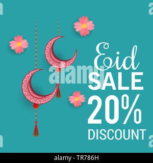 Illustrazione di una vendita Banner o vendita Poster per la festa di Eid Mubarak. Foto Stock