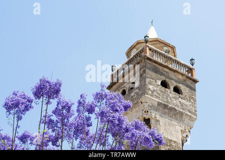 Al Bourtasi della moschea minareto nella vecchia città di Tripoli, Libano Foto Stock