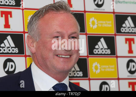 Stadio Nazionale al Windsor Park di Belfast, Irlanda del Nord, Regno Unito. Il 30 maggio 2019. Irlanda del Nord manager Michael O'Neill chiamato la sua squadra per il prossimo campionato UEFA EURO 2020 giochi di qualificazione contro l'Estonia (in Tallinn Sabato 08 Giugno) e la Bielorussia (Borisov, Martedì 11 Giugno). Irlanda del Nord attualmente top GRUPPO C con sei punti da due giochi. Credito: David Hunter/Alamy Live News. Foto Stock