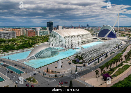 Città delle Arti e delle scienze o Ciudad de las Artes y las Ciencias, Valencia, Comunidad Valenciana, Spagna Foto Stock