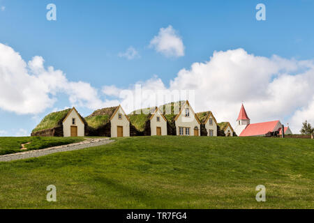 Conserve di 18c e 19c turf agriturismi a Glaumbaer Folk Museum, Skagafjörður, Nord Islanda Foto Stock