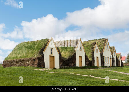 Conserve di 18c e 19c turf agriturismi a Glaumbaer Folk Museum, Skagafjörður, Nord Islanda Foto Stock