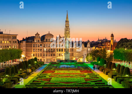 Sunset Mont des Arts Giardino Bruxelles Belgio UE Europa Foto Stock