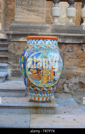 La ceramica nella città di Sciacca, Sicilia Foto Stock