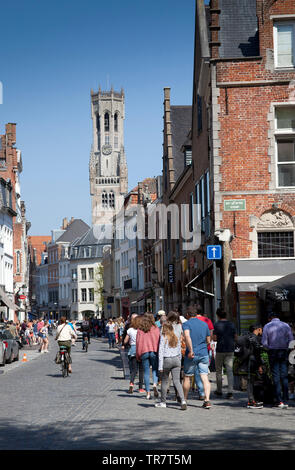 Campanile torre dell orologio, Bruges, Belgio, Europa Foto Stock