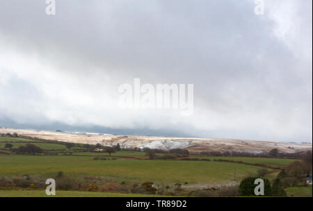 Tarda primavera nevicata sulla Exmoor, Devon, Inghilterra, Regno Unito. Foto Stock
