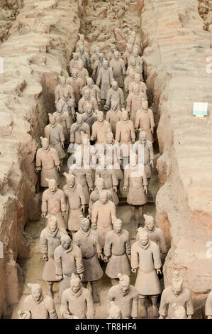 No. 1 pit sito di Qin Shihuang guerrieri di terracotta e cavalli a Xi'an, Shaanxi, Cina Foto Stock