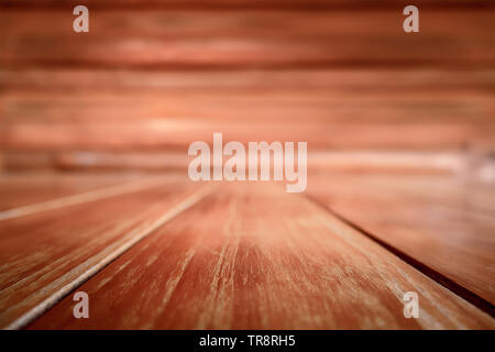 In legno e texture di sfondo bianco in materiali naturali. Vecchio Vintage Planked pannello di legno duro camera interna. Vuoto marrone legno scuro da tavolo o a pavimento, sfondo Foto Stock