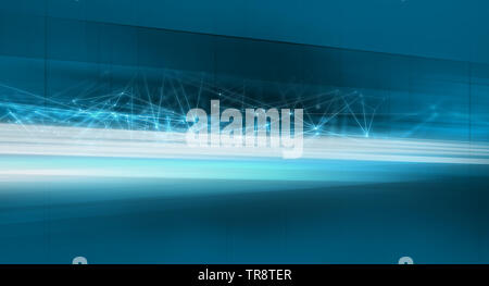 Grafica tecnologia astratta sfondo, il trasferimento dei dati con le linee di collegamento. Concetto di connettività Foto Stock