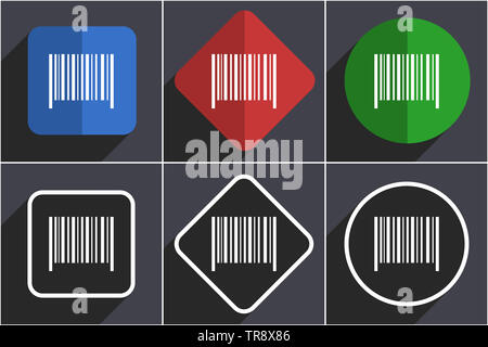 Set di codici a barre di design piatto web icone in 6 opzioni Foto Stock