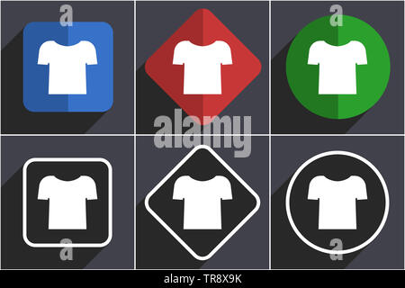 Shirt set di design piatto web icone in 6 opzioni Foto Stock