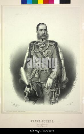 Franz Joseph I, imperatore d'Austria, litografia da Adolf Dauthage, Additional-Rights-Clearance-Info-Not-Available Foto Stock