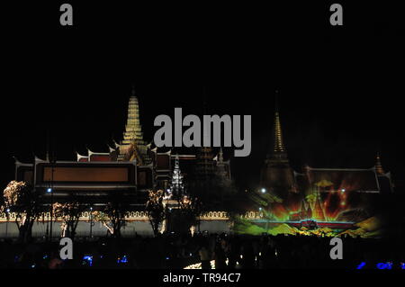 BANGKOK, Tailandia - 22 Maggio 2019 : Multimedia Fontana Acqua luce e suono (la gloriosa grazia di Sua Maestà) mostrano per il re della incoronazione cerimon Foto Stock