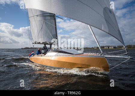 Alluminio Speedlounger yacht costruito in Olanda Foto Stock