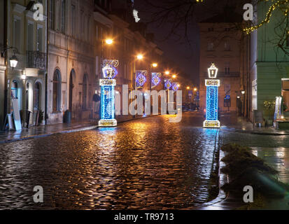 Holiday decorazioni di Freta street a Varsavia. Polonia Foto Stock