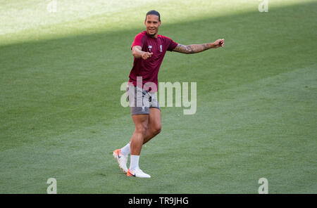 Madrid, Spagna. Il 31 maggio 2019. Virgilio van Dijk di Liverpool durante la finale di Champions League le sessioni di formazione di Totteham Hotspur & Liverpool football team al Metropolitano Stadium (Stadio Metropolitano), Av. de Luis Aragons, 4, 28022 Madrid, Spagna il 31 maggio 2019. Foto di Andy Rowland. Credito: prime immagini multimediali/Alamy Live News Foto Stock