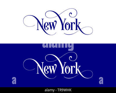 Tipografia del Stati Uniti New York Stati illustrazione manoscritte su UFFICIALE DEGLI STATI UNITI Colori di stato. La calligrafia moderno elemento per il design. Vecto semplice Foto Stock