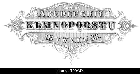 Alfabeto Romano: script, A-U, , anonym (pattern book, ca. 1900) Foto Stock