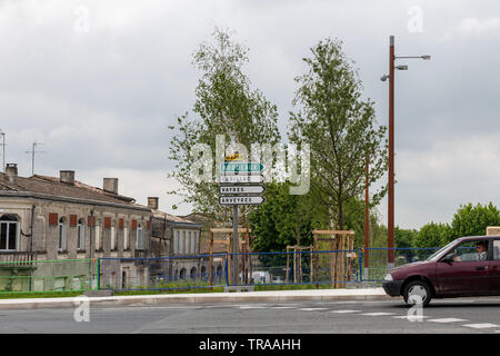 Cartello stradale in Libourne, Francia Foto Stock