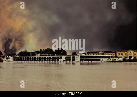 Viking Longship Forseti nella regione di Bordeaux in Francia Foto Stock