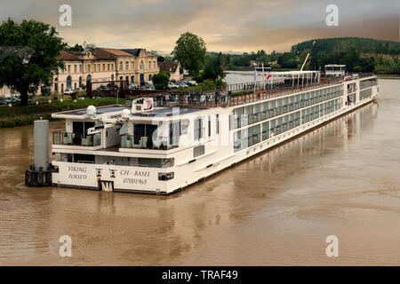 Viking Longship Forseti nella regione di Bordeaux in Francia Foto Stock