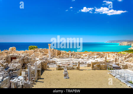 Achilles' House Kourio Basilica del Santuario di Apollo a Kourion Patrimonio Mondiale sito archeologico vicino a Limassol (Lemesos), Cipro Foto Stock
