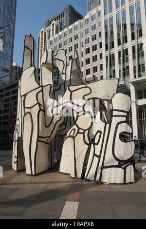 Monumento di bestia permanente è una scultura da Jean Dubuffet nella parte anteriore del Helmut Jahn progettato James R. Thompson Center nel Loop area comunitaria Foto Stock