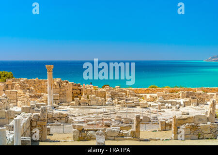 Achilles' House Kourio Basilica del Santuario di Apollo a Kourion Patrimonio Mondiale sito archeologico vicino a Limassol (Lemesos), Cipro Foto Stock