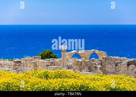 Achilles' House Kourio Basilica del Santuario di Apollo a Kourion Patrimonio Mondiale sito archeologico vicino a Limassol (Lemesos), Cipro Foto Stock