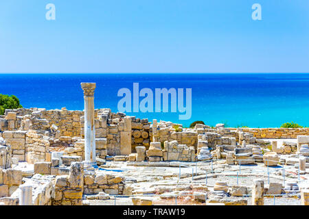 Achilles' House Kourio Basilica del Santuario di Apollo a Kourion Patrimonio Mondiale sito archeologico vicino a Limassol (Lemesos), Cipro Foto Stock