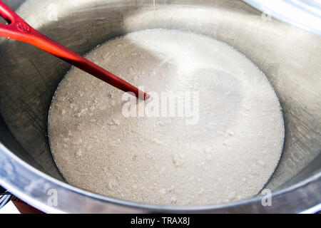 Il processo di fermentazione del Amor Amor della birra in un serbatoio (Kanpai, Londra, Regno Unito) Foto Stock