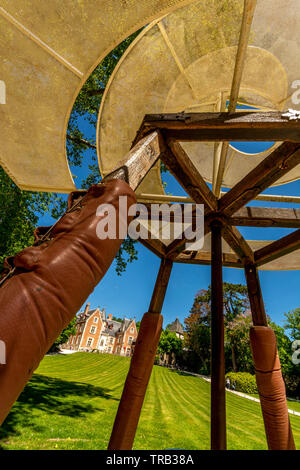 Repliche di alcune delle invenzioni di Leonardo da Vinci,, Clos Luce, Amboise, Indre-et-Loire Departement, Center-Val de Loire, Francia Foto Stock