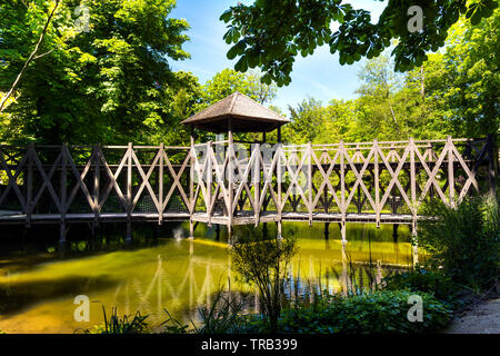 Repliche di alcune delle invenzioni di Leonardo da Vinci,, Clos Luce, Amboise, Indre-et-Loire Departement, Center-Val de Loire, Francia Foto Stock