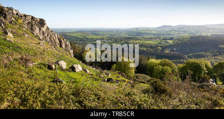 Irlanda del Nord, CO ARMAGH, Fathom, Flagstaff Viewpoint, elevati vista panoramica alla contea di Down e contea di Armagh Foto Stock