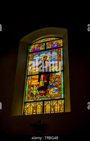 San Vicente dePaul le finestre di vetro macchiate da Cattedrale Metropolitana di Panama Foto Stock