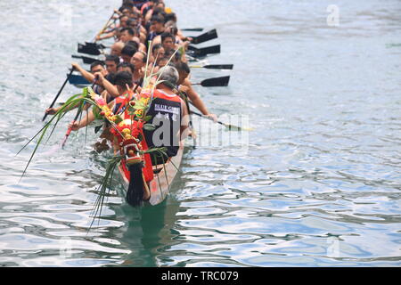 Dragon Boat racing in Chai Wan Foto Stock