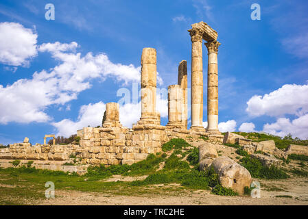 Tempio di Ercole sulla cittadella di Amman in Giordania Foto Stock