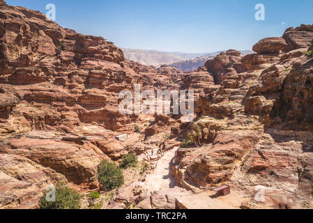 Scenario di Petra, una città storica in Giordania Foto Stock