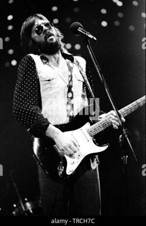 Eric Clapton, Leiden 1977, Groenoordhallen leiden, Paesi Bassi - 1977, (foto Gijsbert Hanekroot) Foto Stock