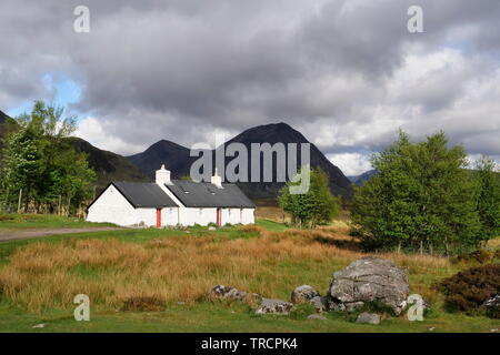 Black Rock Cottage Glen Coe Highlands della Scozia Foto Stock