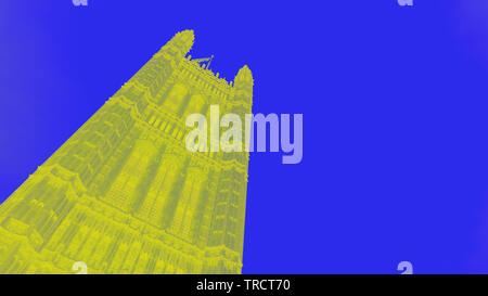 Case del Parlamento - Torre di Victoria in blu e giallo Foto Stock