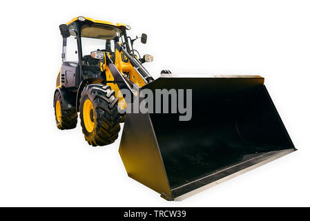 Nuovo generico caricatore giallo escavatore isolato su uno sfondo bianco Foto Stock