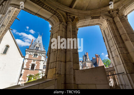 Il Francois I er ala e scala a spirale del castello di Blois, Blois, Loir-et-Cher reparto, Center-Val de la Loire, in Francia, in Europa Foto Stock