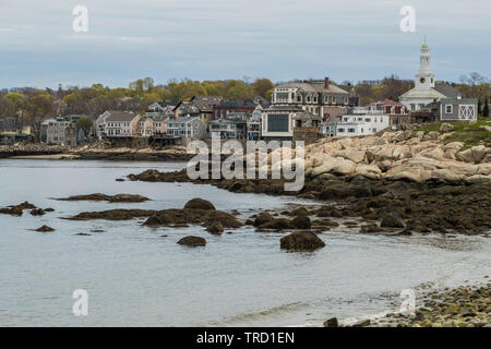 SB è una spiaggia piccola comunità sulle rive di Rockport, messa. Richard Tarr fu il primo colono di Sandy Bay Colony era un coltello in granito. SB è stato Foto Stock