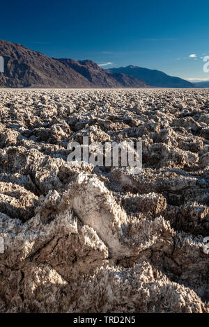 Pinnacoli di sale sul Devil's Campo da Golf, il Parco Nazionale della Valle della Morte, California USA Foto Stock