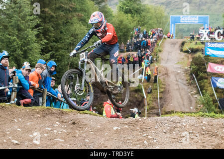 Noel Niederberger racing in UCI Mountain Bike World Cup 2019 Stadio 2 elite uomo finale, Fort William, Scotland, Regno Unito Foto Stock