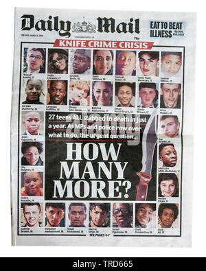 Pagina anteriore del Daily Mail con il titolo come molti di più? Foto Stock