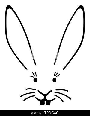 Scheda estere - Easter Bunny illustrata da linee nere contro uno sfondo bianco Foto Stock