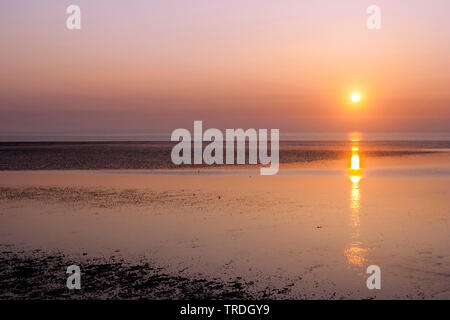 Tramonto sul mare di Wadden, Paesi Bassi, Texel Foto Stock