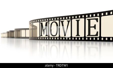 Illustrazione di una striscia di pellicola frame con la scritta movie Foto Stock